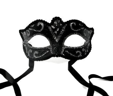 Mardi Gras Venetian Glitter Curved Top Mask Silver 1847S